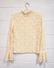 Load image into Gallery viewer, Mock Neck Lace Blouse with Bell Sleeves (XL)