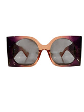 Load image into Gallery viewer, Oversized Pink and Purple Ombre Fashion Sunnies with Gold Accents