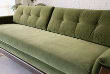 Load image into Gallery viewer, 80" Desmond Walnut Framed Sofa in Royale Olive