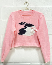 Load image into Gallery viewer, Pink Sweater with a Black Bunny (L)