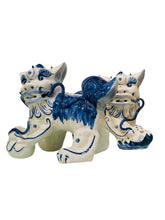 Load image into Gallery viewer, Pair of 1950s Porcelain Hand Painted Foo Dogs