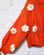 Load image into Gallery viewer, Bright Orange and Daisy Open Cardigan (L)