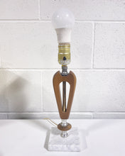 Load image into Gallery viewer, Vintage Small Wood and Stone Table Lamp - As Found