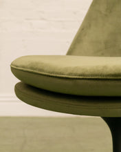 Load image into Gallery viewer, Modern Daisy upholstered chair with tapered back, rounded cushioned seat, and sculptural tulip-style pedestal base