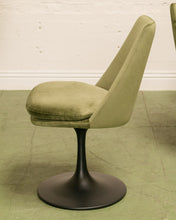 Load image into Gallery viewer, Modern Daisy upholstered chair with tapered back, rounded cushioned seat, and sculptural tulip-style pedestal base
