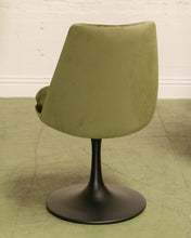 Load image into Gallery viewer, Modern Daisy upholstered chair with tapered back, rounded cushioned seat, and sculptural tulip-style pedestal base