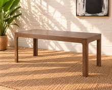 Load image into Gallery viewer, Darian rectangular dining table in warm walnut with natural Mindi wood grain, rounded corners and solid wood legs.
