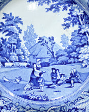 Load image into Gallery viewer, Blue and White Transferware Plate with Farm Scene