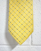 Load image into Gallery viewer, Yellow Tie with Blue Dots - Extra Long