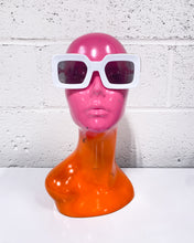 Load image into Gallery viewer, White Rectangular Sunnies with Gold Detail