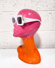 Load image into Gallery viewer, White Rectangular Sunnies with Gold Detail