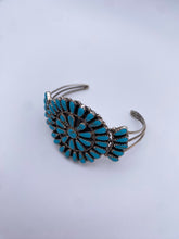 Load image into Gallery viewer, Native American Signed MB Sterling Cuff with Turquoise