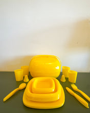Load image into Gallery viewer, Vintage MCM Yellow Plastic Picnic Set