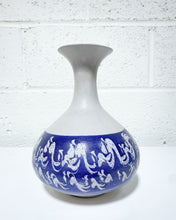 Load image into Gallery viewer, Vintage Blue and Grey Stoneware Vase - Made in USA