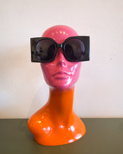 Load image into Gallery viewer, Oversized Black Sunnies with Gold Circle Detail