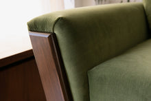Load image into Gallery viewer, 80" Desmond Walnut Framed Sofa in Royale Olive