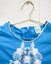 Load image into Gallery viewer, Vintage Turquoise Embroidered Long Blouse - As Found (M)
