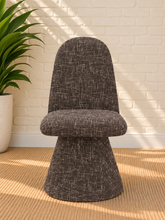 Load image into Gallery viewer, Ethel upholstered dining chair in Mocha Charcoal interwoven polyester fabric with sculptural pedestal base