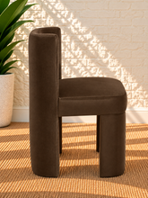 Load image into Gallery viewer, Evan upholstered dining chair in Espresso velvet with solid wood frame and rectangular backrest opening