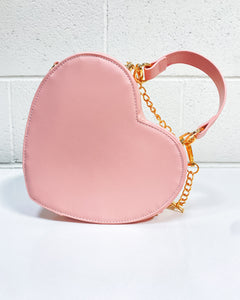 Pink Heart Purse with Gold Chain Detail