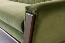 Load image into Gallery viewer, 80" Desmond Walnut Framed Sofa in Royale Olive