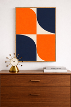 Load image into Gallery viewer, Quarter Turn Geometric Abstract Art in Orange Navy