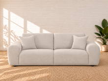 Load image into Gallery viewer, Image 1 of 5: Felipe upholstered sofa in Pearl Ivory chenille with oversized channel-detailed arms and deep cushioned seating