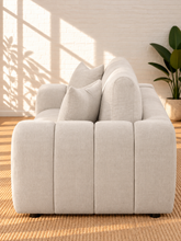 Load image into Gallery viewer, Image 4 of 5: Felipe upholstered sofa in Pearl Ivory chenille with oversized channel-detailed arms and deep cushioned seating