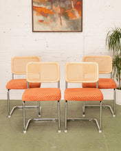 Load image into Gallery viewer, Checkered Rust Chrome Rattan Chair
