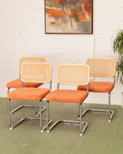Load image into Gallery viewer, Checkered Rust Chrome Rattan Chair