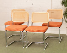 Load image into Gallery viewer, Checkered Rust Chrome Rattan Chair