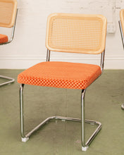 Load image into Gallery viewer, Checkered Rust Chrome Rattan Chair