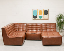 Load image into Gallery viewer, Recycled Leather 4 Piece and Ottoman Juno Sofa