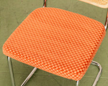 Load image into Gallery viewer, Checkered Rust Chrome Rattan Chair