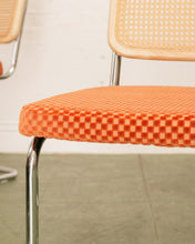 Load image into Gallery viewer, Checkered Rust Chrome Rattan Chair