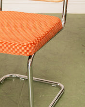 Load image into Gallery viewer, Checkered Rust Chrome Rattan Chair