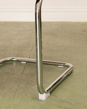 Load image into Gallery viewer, Checkered Rust Chrome Rattan Chair