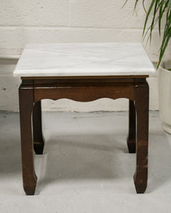 Pair of Marble Mahogany End Tables