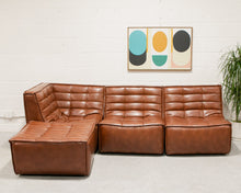 Load image into Gallery viewer, Recycled Leather 4 Piece and Ottoman Juno Sofa