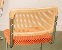 Load image into Gallery viewer, Checkered Rust Chrome Rattan Chair