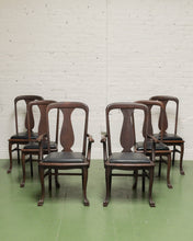 Load image into Gallery viewer, Set of 6 Antique Oak Lions Claw Dining Chairs