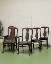 Load image into Gallery viewer, Set of 6 Antique Oak Lions Claw Dining Chairs