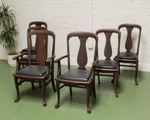 Load image into Gallery viewer, Set of 6 Antique Oak Lions Claw Dining Chairs