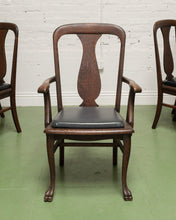 Load image into Gallery viewer, Set of 6 Antique Oak Lions Claw Dining Chairs