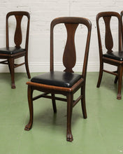 Load image into Gallery viewer, Set of 6 Antique Oak Lions Claw Dining Chairs