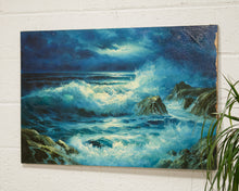 Load image into Gallery viewer, Moonlight Vintage Oil Painting Seascape
