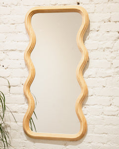 Zella Wavy Oak Wood Mirror