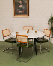 Load image into Gallery viewer, Walnut Wood Rattan Green Dining Chair