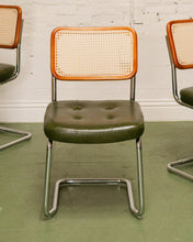 Load image into Gallery viewer, Walnut Wood Rattan Green Dining Chair