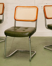 Load image into Gallery viewer, Walnut Wood Rattan Green Dining Chair